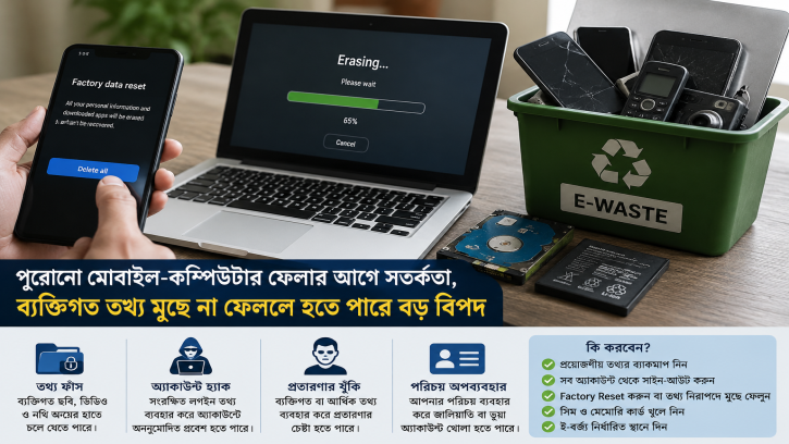 পুরোনো মোবাইল-কম্পিউটার ফেলার আগে সতর্কতা, ব্যক্তিগত তথ্য মুছে না ফেললে হতে পারে বড় বিপদ